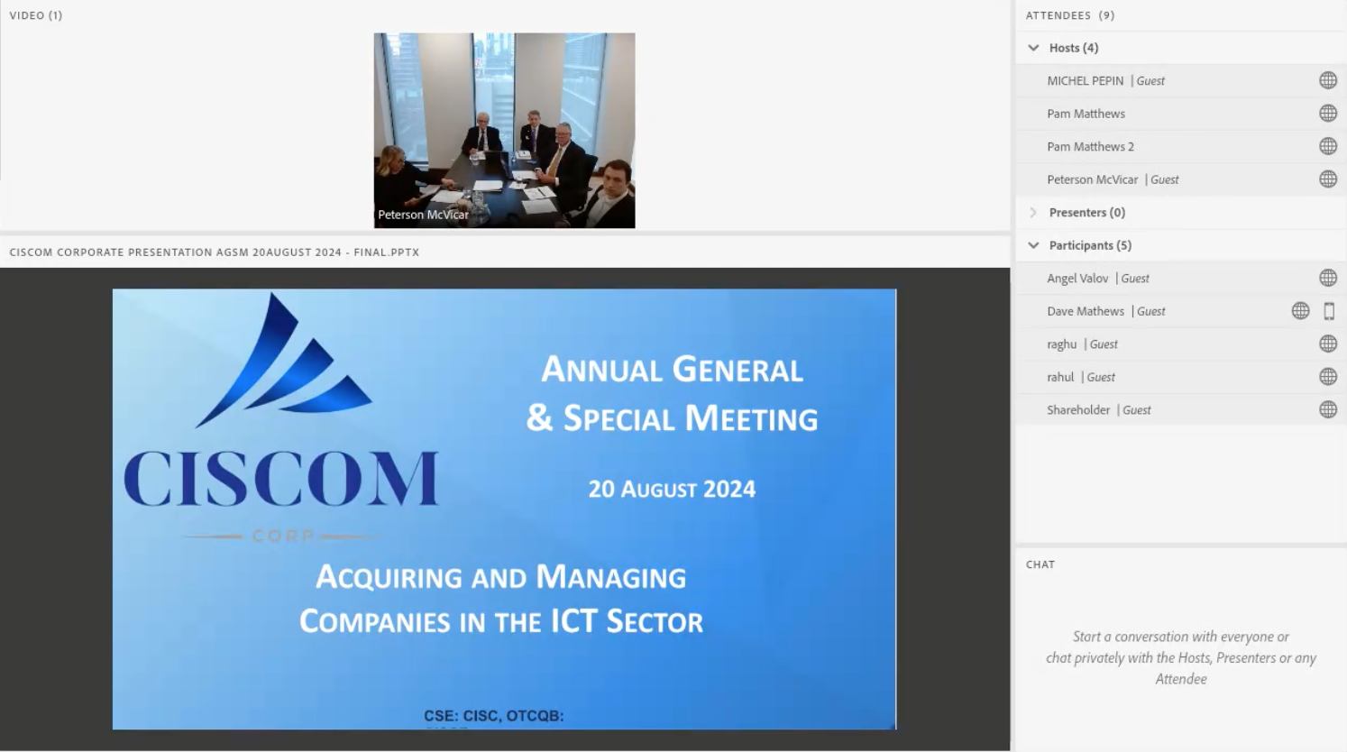 Ciscom Corp CSE - CISC OTCQB - CISCF AGM Presentation August 2024 Replay